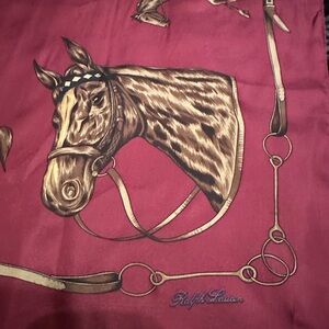 Ralph Lauren Equestrian Horse, Rider, Bridle Print Scarf 100% Silk